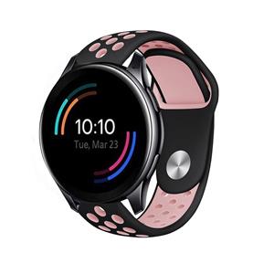 Strap-it OnePlus Watch sport band (zwart/roze)