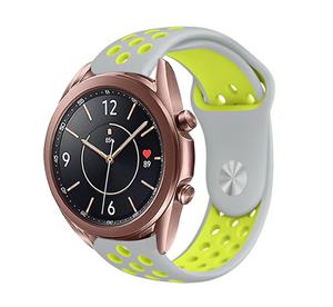Strap-it Samsung Galaxy Watch 3 41mm sport band (grijs/geel)