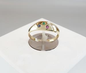 Christian Gouden ring met saffier, robijn en smaragd