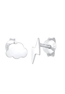 Elli, Ohrringe Wolke Blitz Astro Stecker 925 Silber in silber, Schmuck für Damen