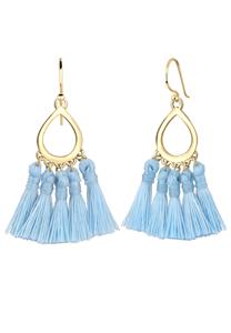 Elli, Ohrringe Hänger Tassel Quaste Tropfen Festival 925 Silber in hellblau, Schmuck für Damen