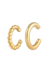 Elli, Ohrringe Earcuff Basic Kugel Look 2er Set 925 Silber in gold, Schmuck für Damen