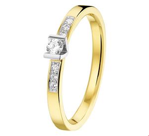 Tft Ring Diamant 0.12ct H SI Bicolor Goud