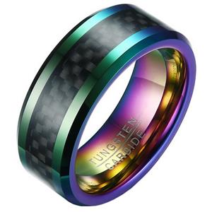 Mendes Wolfraam heren ring Carbon Fiber Multicolor Zwart 8mm-19mm