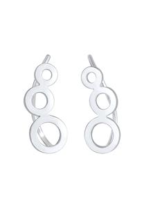 Elli Dames Ear Climber Round Circle Geo Look Trend in 925 Sterling Silver Gold Plated