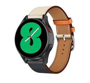 Strap-it Samsung Galaxy Watch 5 - 40mm leren bandje (wit/donkerblauw)