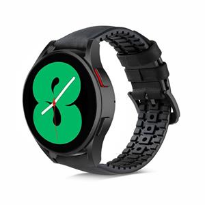 Strap-it Samsung Galaxy Watch 5 - 40mm siliconen / leren bandje  (zwart)