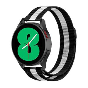 Strap-it Samsung Galaxy Watch 4 - 44mm Milanese band (zwart/wit)