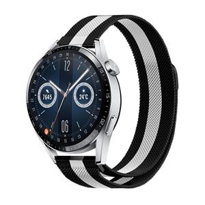 Strap-it Huawei Watch GT 3 46mm Milanese band (zwart/wit)