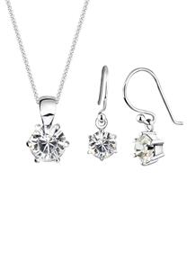 Elli Juwelen Set Dames met Kristallen in 925 Sterling Zilver 45 cm lang Wit
