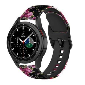 Strap-it Samsung Galaxy Watch 4 Classic 46mm Pink Flower Siliconen bandje