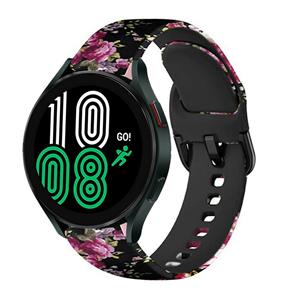 Strap-it Samsung Galaxy Watch 4 44mm Pink Flower Siliconen bandje