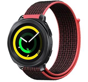 Strap-it Samsung Gear Sport nylon band (zwart/rood)