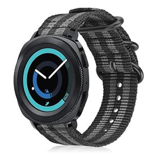 Strap-it Samsung Gear Sport nylon gesp band (zwart/grijs)
