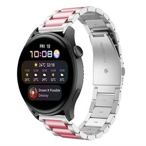Strap-it Huawei Watch 3 (Pro) stalen band (zilver/roze)