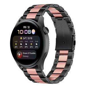 Strap-it Huawei Watch 3 (Pro) stalen band (zwart/roze)