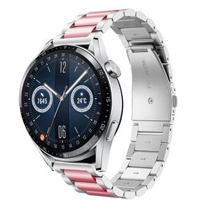 Strap-it Huawei Watch GT 3 46mm stalen band (zilver/roze)