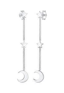 Elli, Ohrringe Ohrhänger Stern Halbmond Astro Trend 925 Silber in silber, Schmuck für Damen