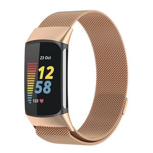 Strap-it Fitbit Charge 5 Milanese band (rosé goud)