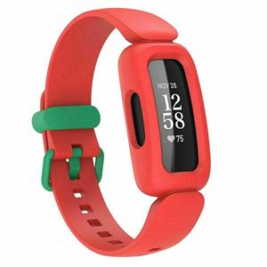 Strap-it Fitbit Ace 3 siliconen bandje (rood/groen)