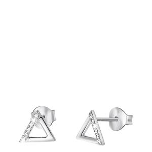 Zilveren oorbellen driehoek met zirkonia