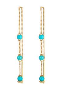 Elli Dames oorbellen trekken door Turquoise Trend Blogger met Howlite Beads in 925 Sterling Silver Gold Plated