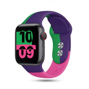 Strap-it Apple Watch 8 triple sport band (paars-groen-roze)