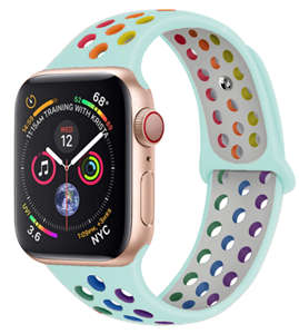 Strap-it Apple Watch 8 sport band (kleurrijk lichtblauw)