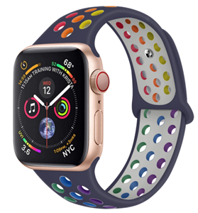 Strap-it Apple Watch 8 sport+ band (kleurrijk donkerblauw)