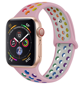 Strap-it Apple Watch 8 sport+ band (kleurrijk roze)