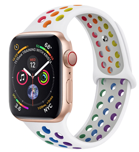 Strap-it Apple Watch 8 sport+ band (kleurrijk wit)