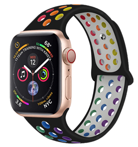 Strap-it Apple Watch 8 sport+ band (kleurrijk zwart)