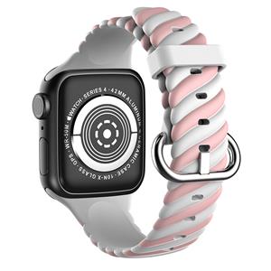 Strap-it Apple Watch 8 Twisted siliconen bandje (wit/roze)