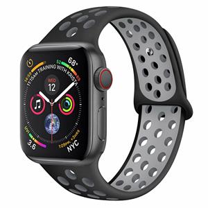 Strap-it Apple Watch 8 sport band (zwart/grijs)