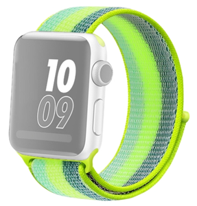 Strap-it Apple Watch 8 nylon band (groen/geel)