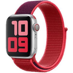 Strap-it Apple Watch 8 nylon bandje (paars/rood)