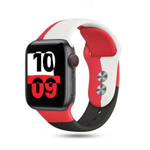 Strap-it Apple Watch 8 triple sport band (rood-wit-zwart)