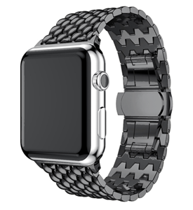 Strap-it Apple Watch 8 stalen draak band (zwart)