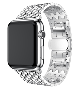 Strap-it Apple Watch 8 stalen draak band (zilver)