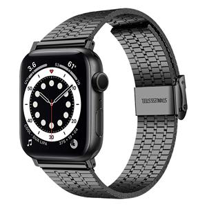 Strap-it Apple Watch 8 roestvrij stalen band (zwart)