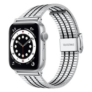 Strap-it Apple Watch 8 roestvrij stalen band (zilver/zwart)