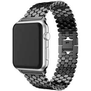 Strap-it Apple Watch 8 stalen vis band (zwart)