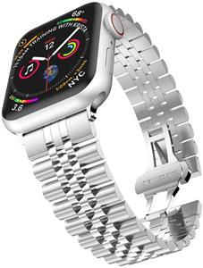 Strap-it Apple Watch 8 Jubilee stalen band (zilver)