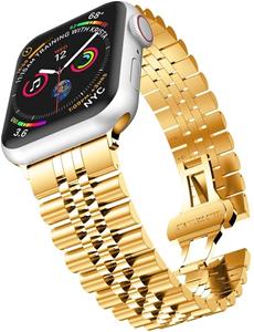 Strap-it Apple Watch 8 Jubilee stalen band (goud)