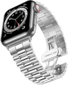 Strap-it Apple Watch 8 Presidential stalen band (zilver)