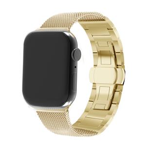 Strap-it Apple Watch 8 stalen Milanese band (goud)