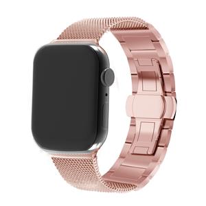 Strap-it Apple Watch 8 stalen Milanese band (rosé goud)