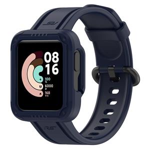 Strap-it Xiaomi Mi Watch Lite siliconen bandje met frame (donkerblauw)