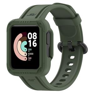 Strap-it Xiaomi Mi Watch Lite siliconen bandje met frame (donkergroen)