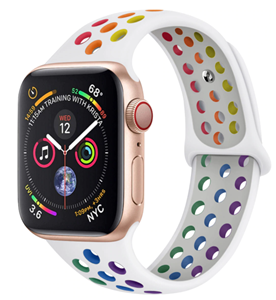 Strap-it Apple Watch Ultra sport+ band (kleurrijk wit)